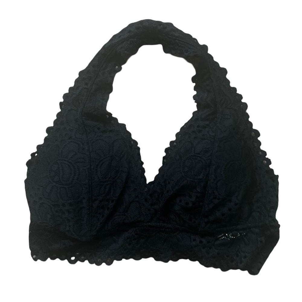 aero black lace halter bralette